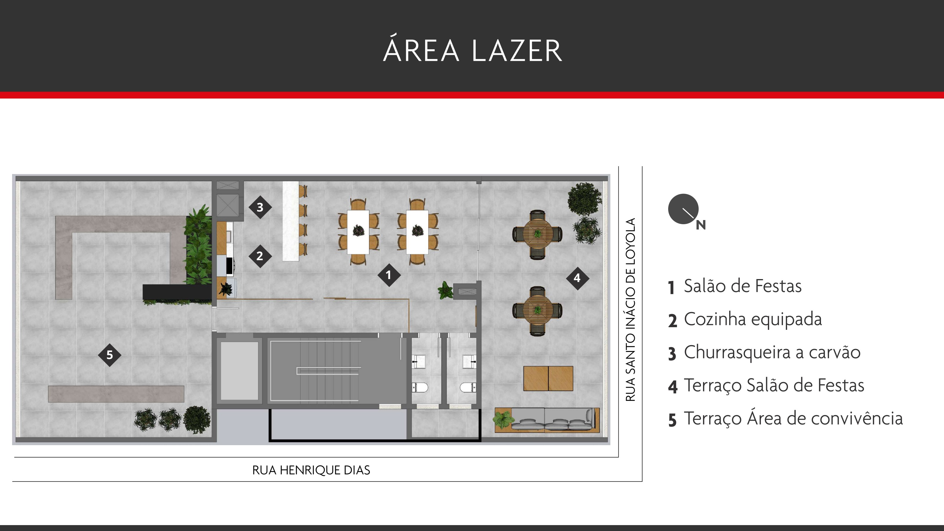 Planta da área de lazer do Residencial Yokohama
