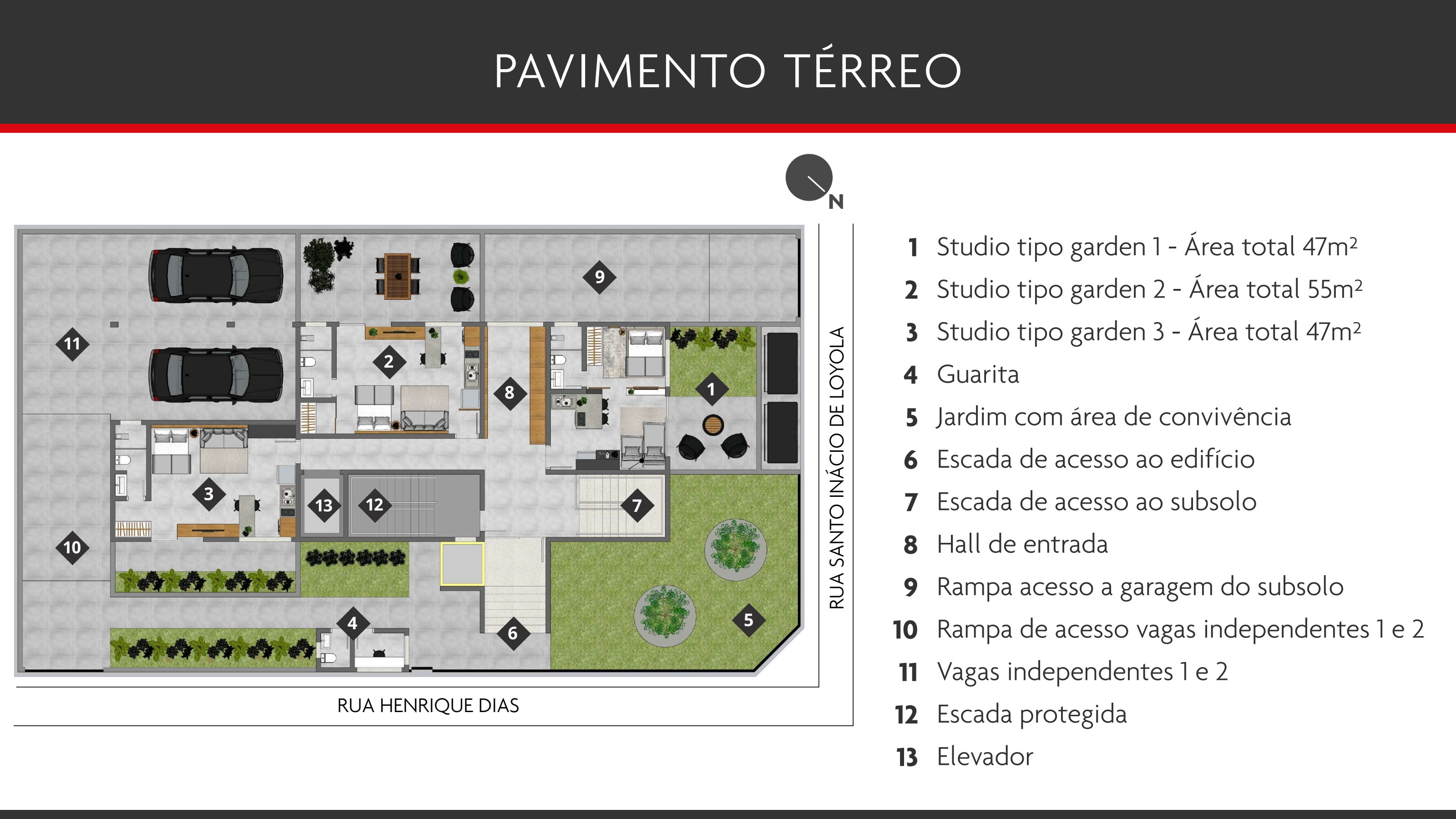 Planta do pavimento térreo - Studios Garden
